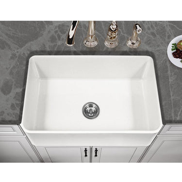 Houzer WH Platus Series 30-Inch Apron-Front Fireclay Single Bowl Kitchen Sink, White Kitchen Sink - Apron Front Houzer